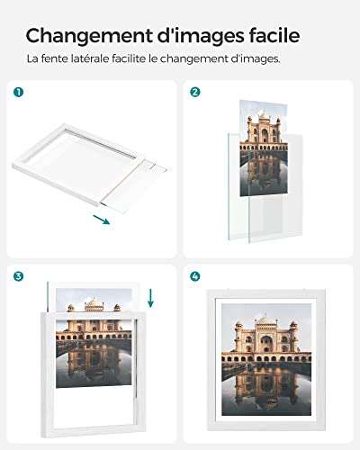 Lot de 3 cadre photos - 2 verres - Blanc - 32 x 27 cm (Vendeurs tiers)