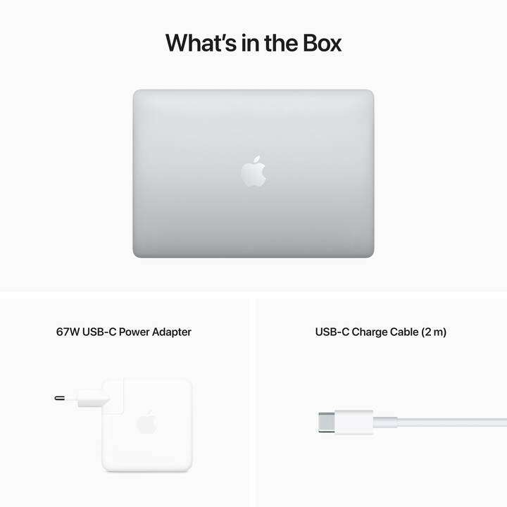 PC Portable 13" Apple MacBook Pro (2022) - Apple M2, 8 Go RAM, SSD 256 Go, argent, QWERTZ (frontaliers Suisse)