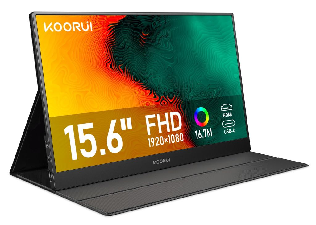 Ecran Portable 15.6" Koorui - IPS 1920×1080, FHD, HDMI, USB Type C, Haut-parleurs Intégrés