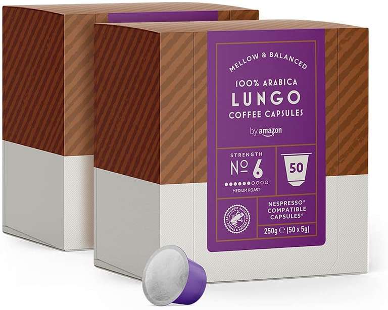 Lot de 100 capsules à café By Amazon Lungo compatibles Nespresso