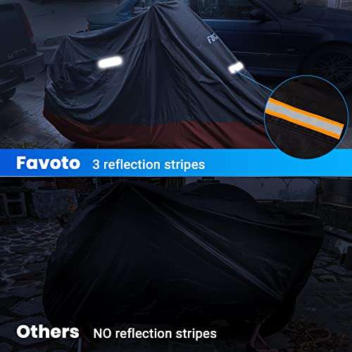 Favoto Housse de Protection Imperméable pour Moto Couverture 210D avec  Bande Réfléchissante Résistant aux Poussière Pluie Neige UV Vent Soleil