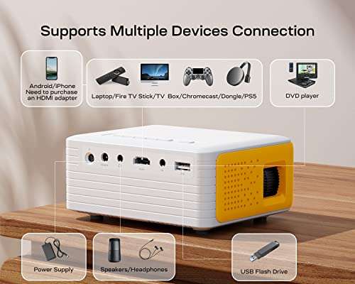 Mini Vidéoprojecteur Portable Yoton - 1280 x 720(Via coupon - Vendeur tiers)