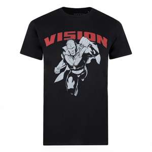 Sélection de vêtements et accessoires Marvel et DC Comics en promotion Ex : T-Shirt Vision - 100% Coton - Noir (du S au 2XL)