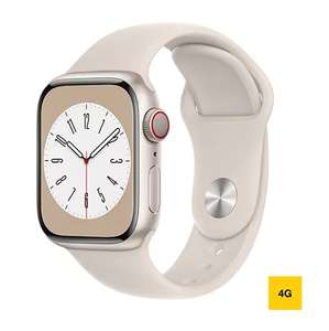 Montre connectée Apple Watch Series 8 GPS + Cellular, Boîtier en Aluminium 41 mm, Bracelet Sport - Lumière stellaire
