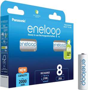 Pack de 8 piles rechargeables Panasonic Eneloop - AA, 2000mAh
