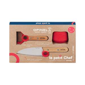 Coffret d'ustensiles de cuisine pour enfant Opinel Le Petit Chef, rouge, avec couteau + éplucheur + protège-doigts