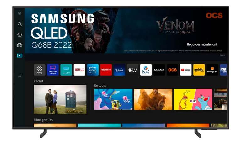 TV QLED 75" Samsung QE75Q68B (2022) - 4K UHD, 189cm, 4 ports HDMI 2.1, 50 Hz (Via retrait magasin)