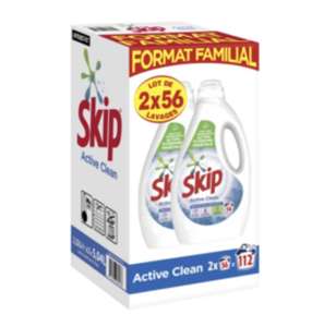 Lessive liquide Skip Active Clean, "Format Familial" 2×56=112 Lavages (Via 20,56€ sur la carte fidélité)