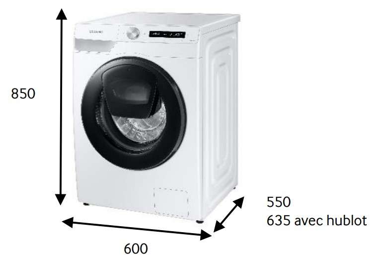 Lave linge frontal Samsung WW90T554DAW/S3 - 9kg, induction