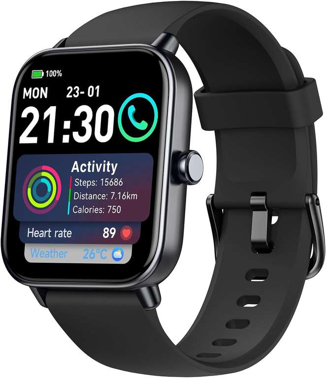 Montre Connect e avec Appels Bluetooth Noir via coupon