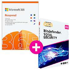 1 an d'abonnement Microsoft 365 Personnel + Bitdefender Total Security (Dématérialisé - entelechargement.com)