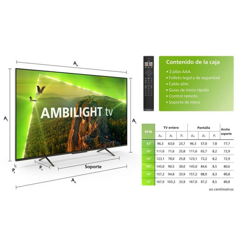 TV 55" Philips 55PUS8118/12 (2023)- 4K UHD, Ambilight 3 côtés, Smart TV, 60Hz