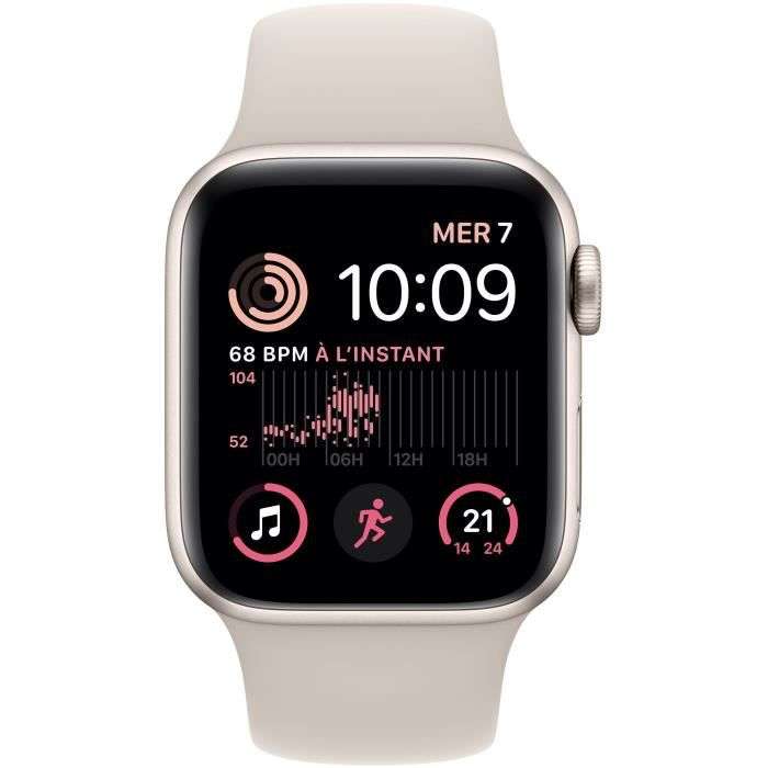 [CDAV] Montre connectée Apple Watch SE GPS (2e génération) 40mm - Boîtier Starlight Aluminium, bracelet Starlight Sport Band Regular