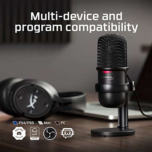 Microphone USB à condensateur HyperX SoloCast - Compatible PS5, PS4, Xbox One