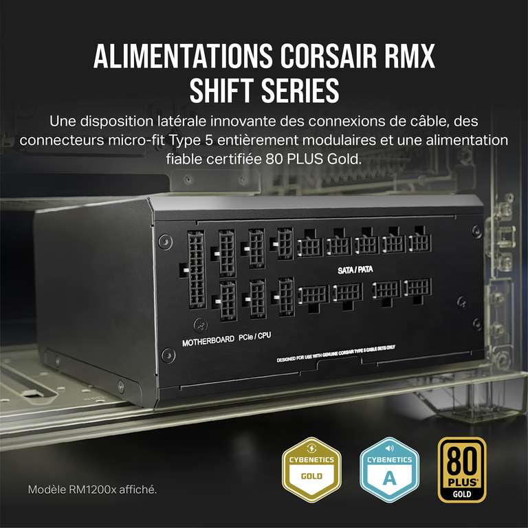 Alimentation PC full-Modulaire Corsair RM850x Shift - Interface latérale, ATX 3.0 et PCIe 5.0