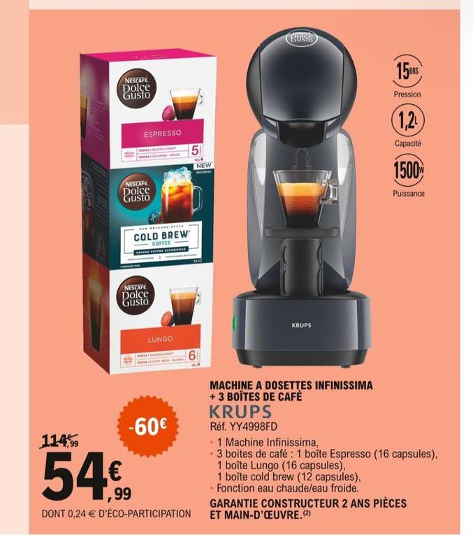 Cafetière à capsules Krups Dolce Gusto Infinissima (YY4998FD