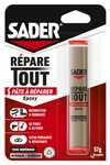 Pâte à Réparer Epoxy Sader Répare Tout - Tous Matériaux – Intérieur/Extérieur – Couleur : Gris – 1 Tube 57 g
