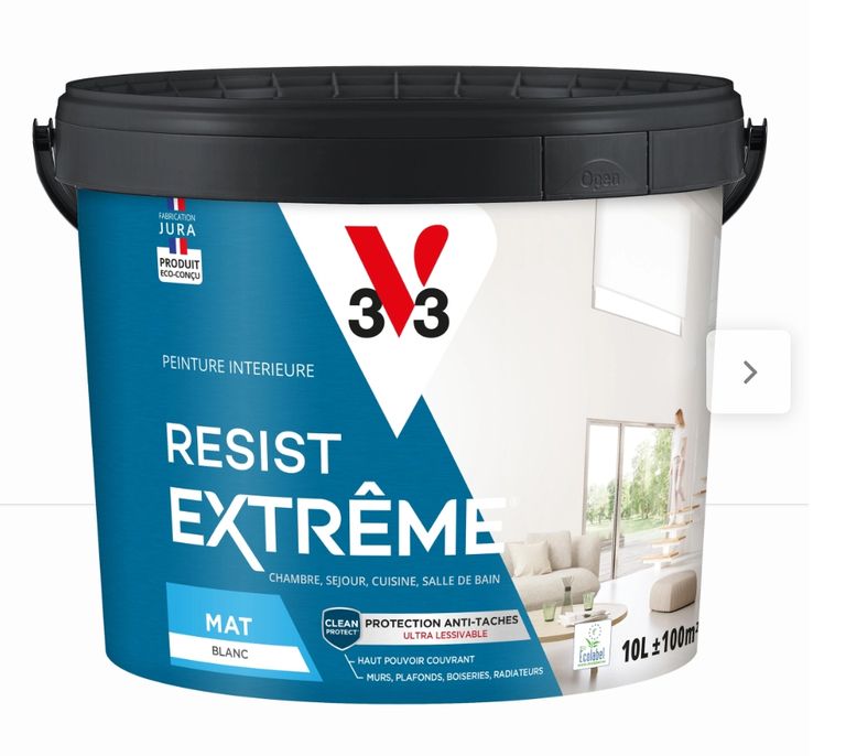 Peinture V33 Résist’ Extrême blanche mate - 10 L — Leroy Merlin