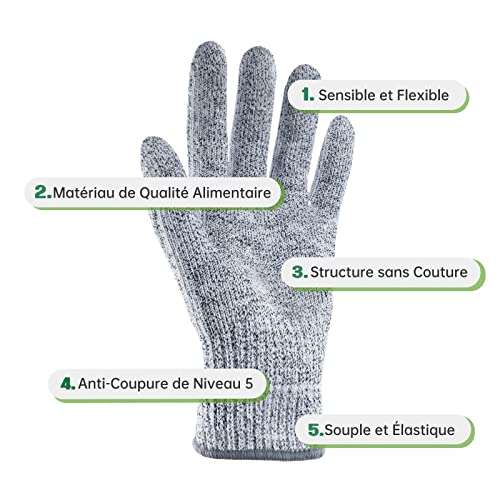 6 Paires gants Anti Coupure de Niveau 5 Andanda (Vendeur tiers)