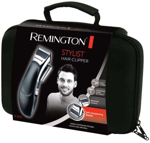 Coffret Remington Tondeuse Cheveux HC363C Stylist Noir & Argent (Mallette pro + accessoires)