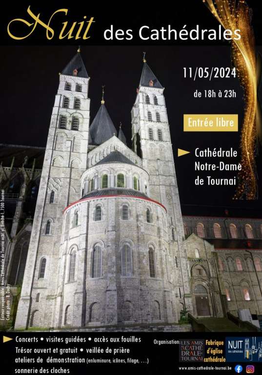 Accès gratuit au trésor, visites guidées & ateliers gratuits le 11 mai soir à la Cathédrale Notre-Dame de Tournai (Frontaliers Belgique)