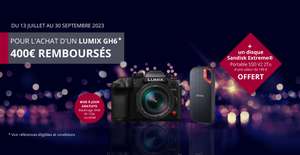 [ODR] Remboursement de 400€ + SSD Sandisk Extreme 2 To offert + MAJ BlackMagic RAW gratuite pour l'achat d'un appareil photo Panasonic GH6 -