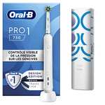 Brosse à Dents électrique Oral-B Pro 1 750 Avec Technologie 3D, Blanche, 1 Étui De Voyage, 1 Brossette