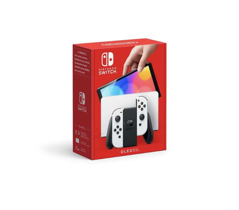 Console Nintendo Switch OLED avec station d’accueil et manettes Joy-Con blanches