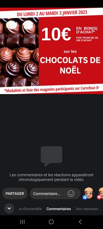 10€ offerts en bon d'achat tranche de 20€ d'achat sur les chocolats de Noel