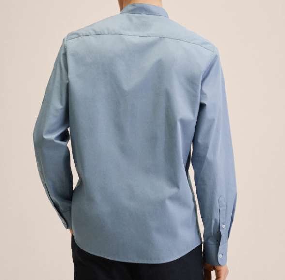 Chemise Slim Fit Col Mao - 100% Coton - Bleu clair (du S au XL)