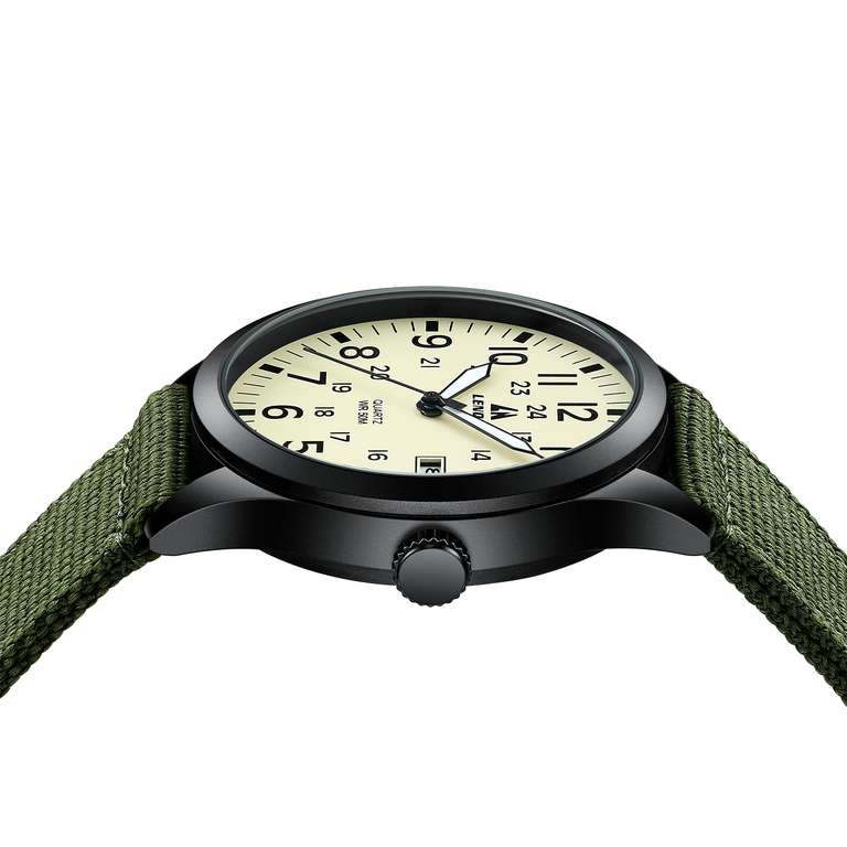 Montre Homme LN LENQIN Classique - Cadran Chiffres Romains, Bracelet Cuir - Étanche 30m - Style Vintage