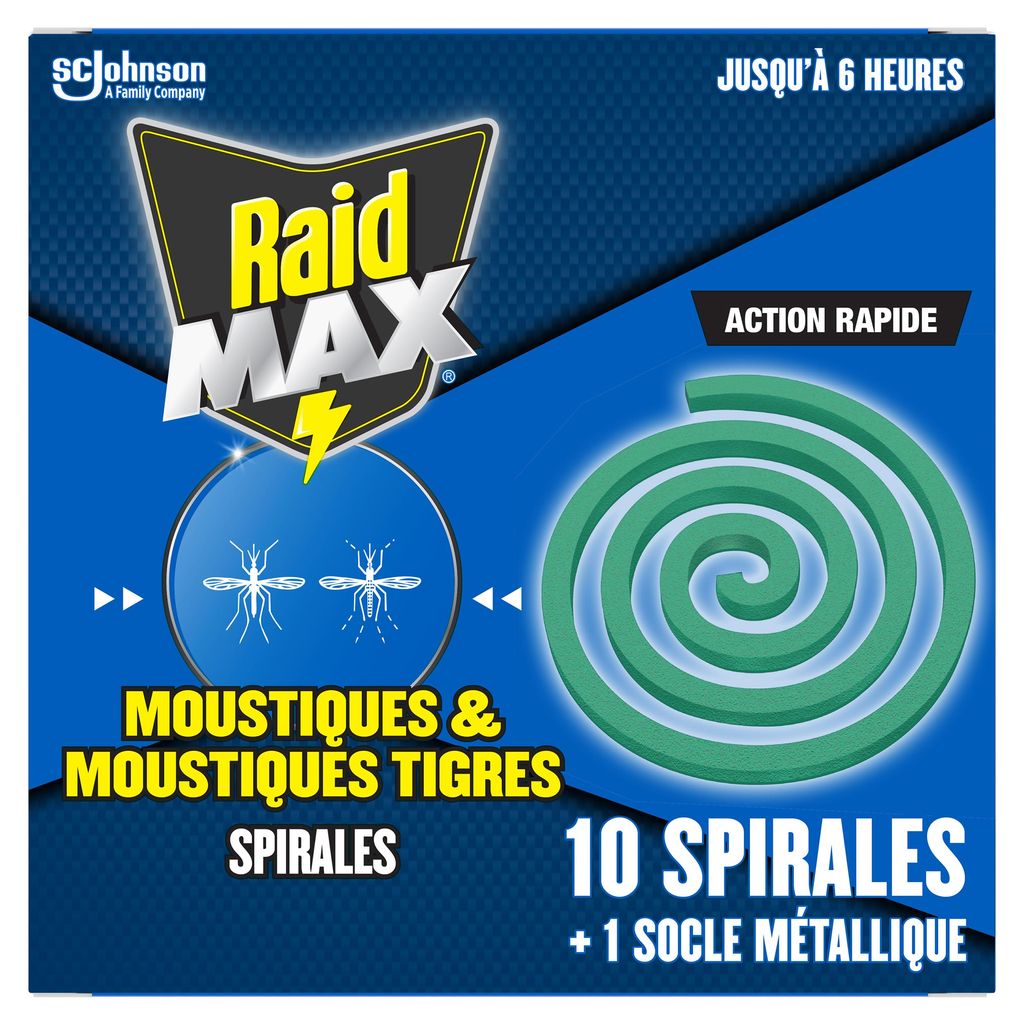 Lot 10 Spirales & 1 Socle Anti-Moustiques Raid Max