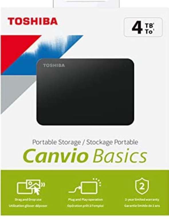 Disque dur externe 2.5" Toshiba Canvio Basics HDTB440EK3CA - 4 To, Noir, USB 3.2 Gen 1 (Vendeur tiers)