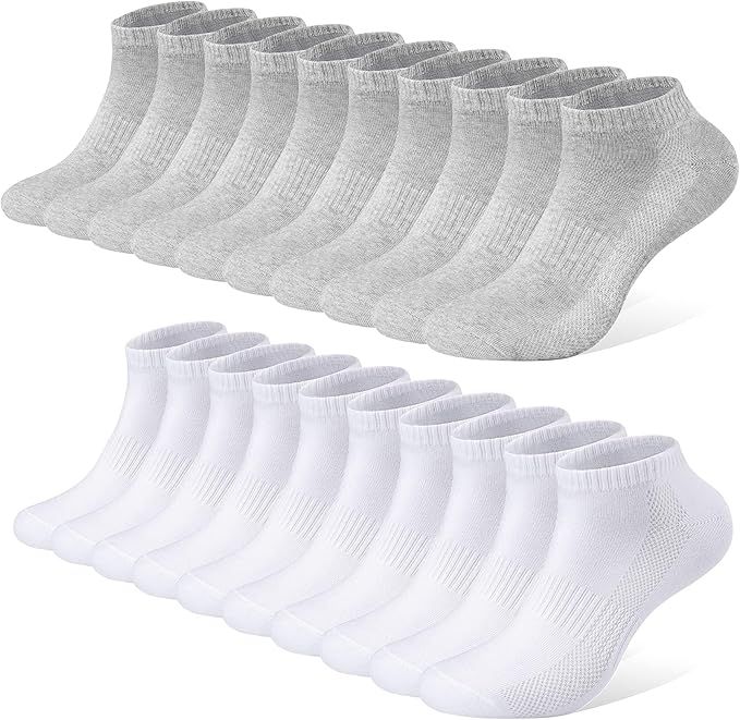 Lot de 10 paires de Chaussettes Basses Falary - coton, Gris et blanc, Tailles 35-38, 39-42 et 47-50 (Vendeur Tiers) — promo Maison
