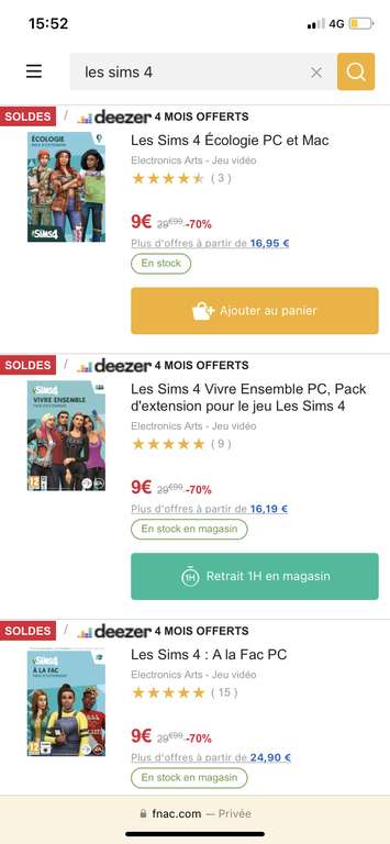 Sélection d’extensions Les Sims 4 à 9€ (Retrait magasin uniquement)