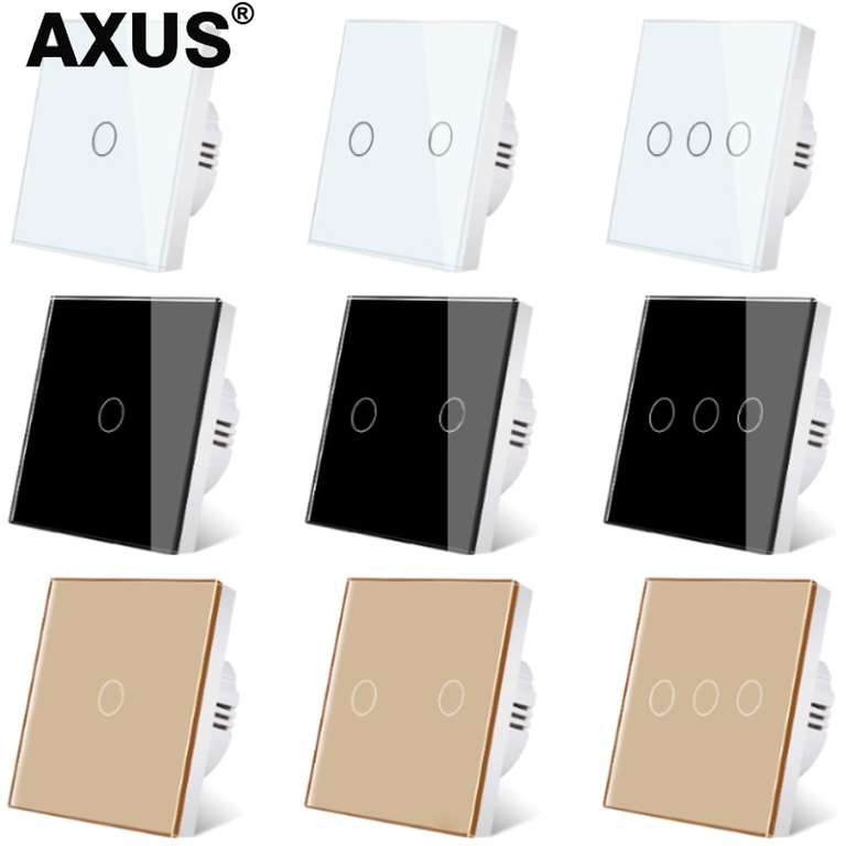 Interrupteur tactile en verre trempé Axus AC100-240V - retroéclairé par LED