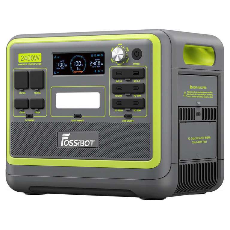 Station électrique portable FOSSiBOT F2400 - 2400W, stockage 2048 Wh, vert  ou noir (Entrepôt EU) –