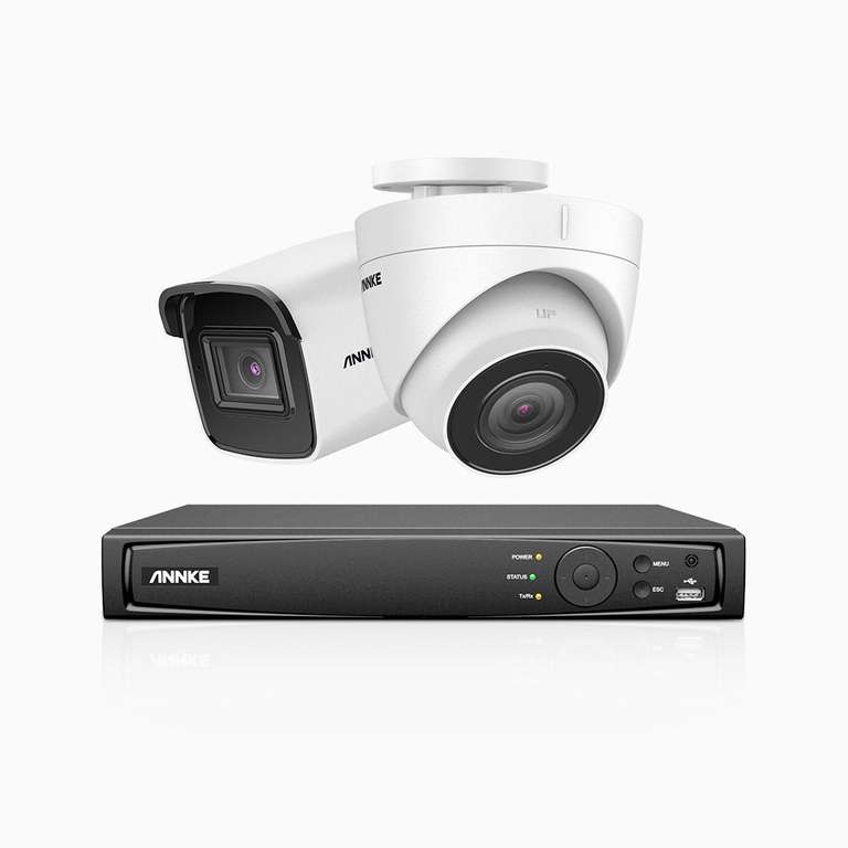 Système de vidéosurveillance ANNKE H800 PoE - 2 Caméras 4K 8MP IP67 + Enregistreur vidéo NVR 8CH + Accessoires