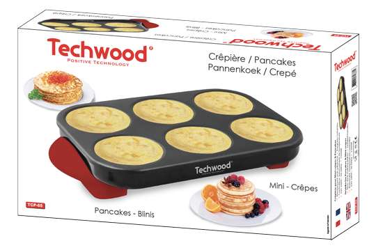 Crêpière Techwood TCP-65 pour 6 mini crêpes ou pancakes (Retrait magasin uniquement - Minimum d'achat 10€)