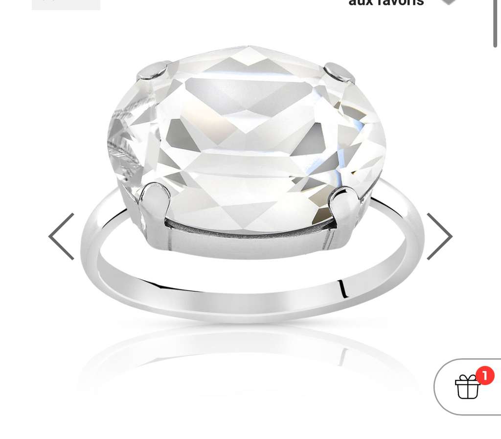 Bague Vintage En Argent Massif 925 Avec Cristal Taillé - Taille 56, Occasion