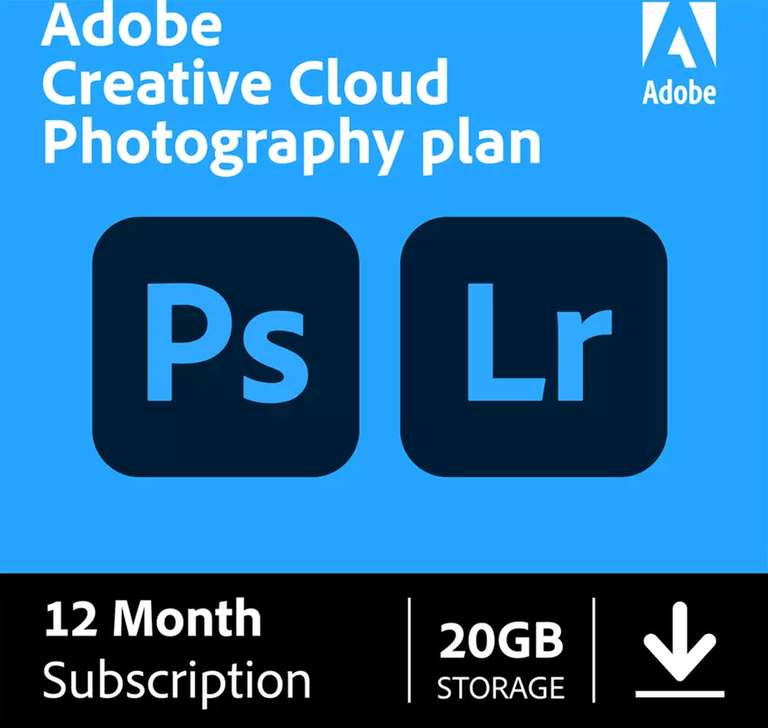 Licence 1 an Adobe Photoshop & Lightroom avec 20 Go de Stockage (Dématérialisé)