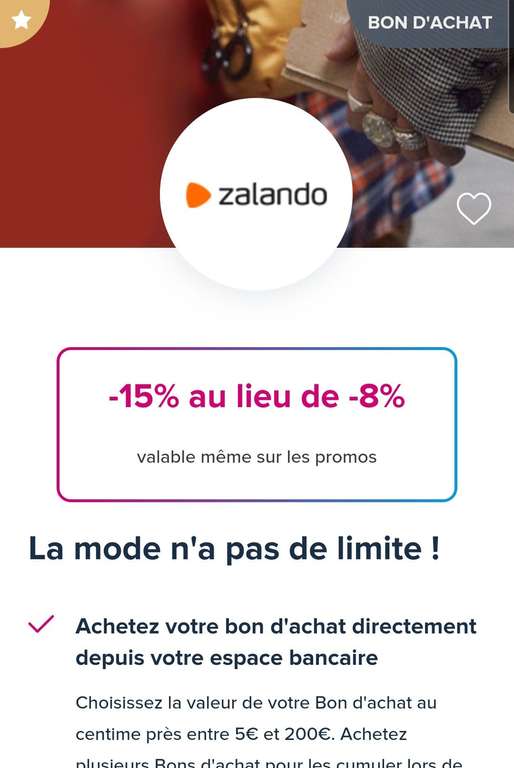 [The Corner ou Adhérents Fnac+] 15% de reduction pour l'achat de bon d'achat Zalando