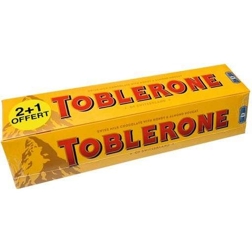 Lot de 3 barres de chocolat au lait Toblerone - 1.08 kg (via 5€48 sur la carte fidélité) - Cambrai (59)