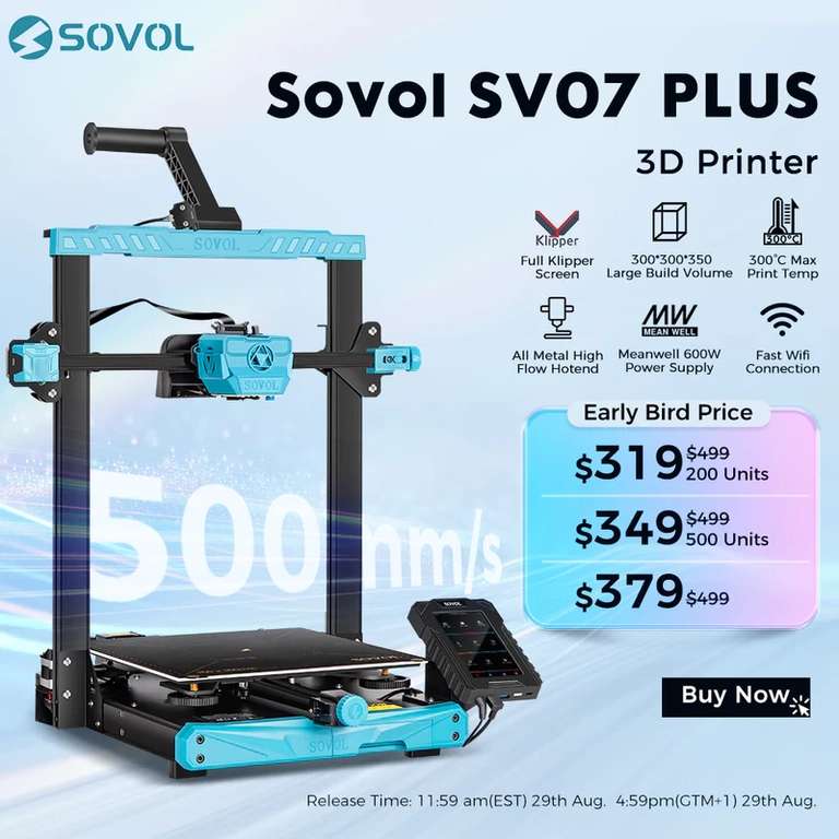 Imprimante 3d Sovol SV07 Plus - 300mm*300mm*350mm (sovol3d.com)