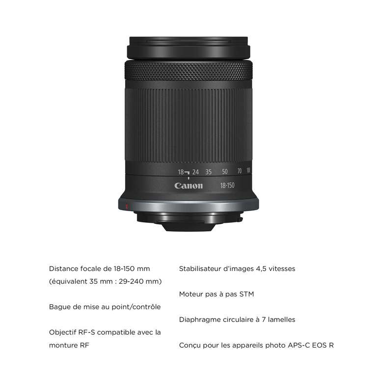 Appareil Photo Hybride Canon EOS R10 + Objectif RF-S 18-150mm (via coupon)