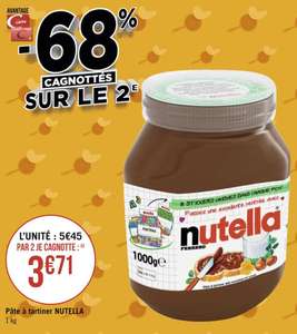 Lot de 2 Pots de Nutella - 2 x 1kg (via 3,71€ sur la carte fidélité)