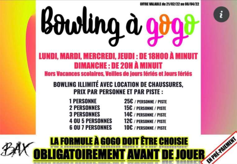 Sélection d'offres bowling en illimité - Ex : 25€ pour 1 personne, 30€ pour 2, 42€ pour 3, 48€ pour 4 ou 60€ pour 6 personnes - Brumath (67)