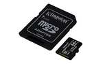 Lot de 2 cartes microSDXC Kingston Canvas Select Plus Class 10 V10 - 2x 64 Go + adaptateur