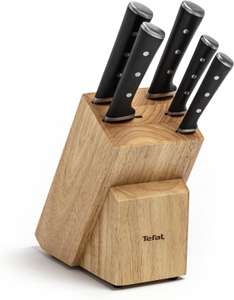 Ensemble Tefal Ice Force K232S574 - Bloc de rangement en bois + 5 couteaux de cuisine - Lames en acier inoxydable allemand, Garantie 10 ans