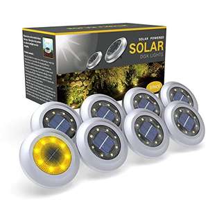 [Prime] Lot de 8 Lampes solaires extérieurs pour jardin, pelouse (vendeur tiers - via coupon)